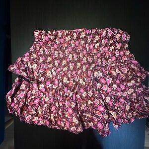 Marshalls Purple Floral Smocked Mini Skirt
